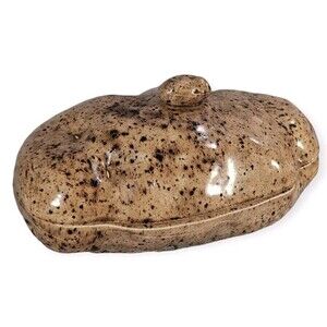 Vintage Ceramic Baked Potato Bowl Container Planter Dish w/ Lid Large Size 11”